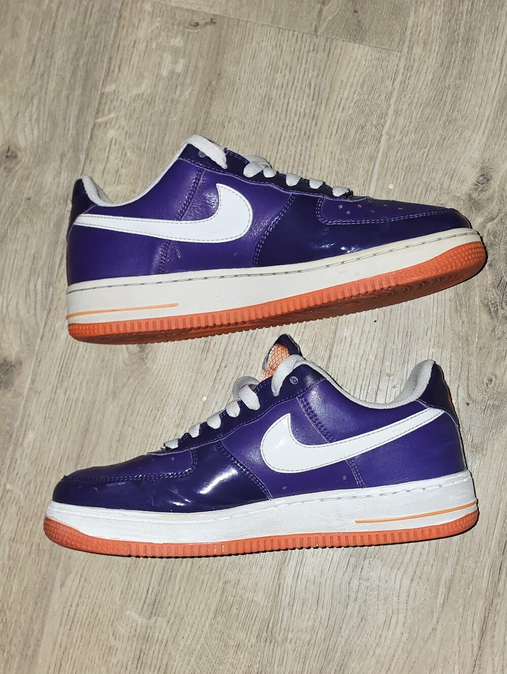 Nike Air Force 1 07 Purple Patent Leather Swoosh Vintage Size 7 Sneakers